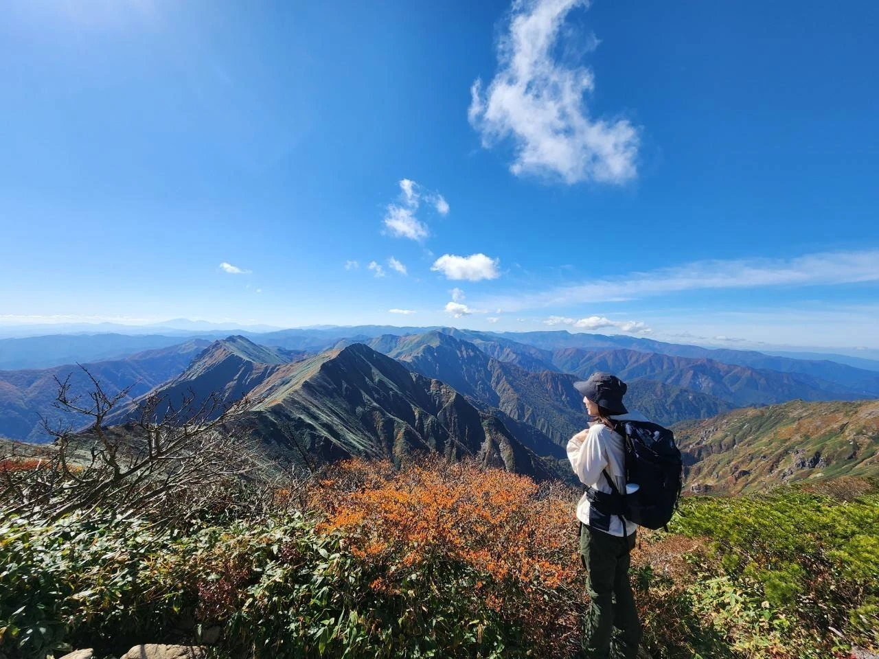 登山で訪れた山の景色